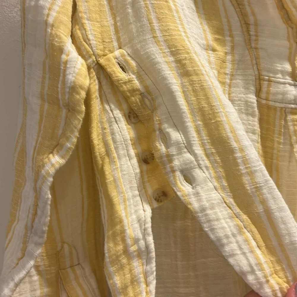 Anthropologie Side-Button Tunic Top Butter Yellow